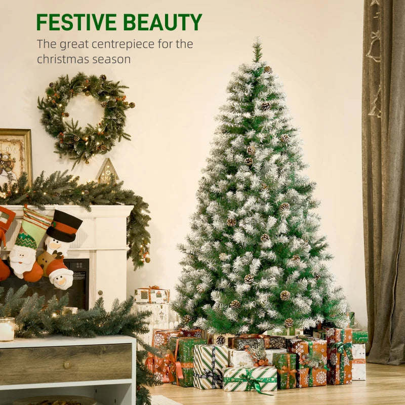 6FT Artificial Christmas Tree with Pine Cones - Automatic Open Holiday Decoration for Festive Home - Green Xmas Tree