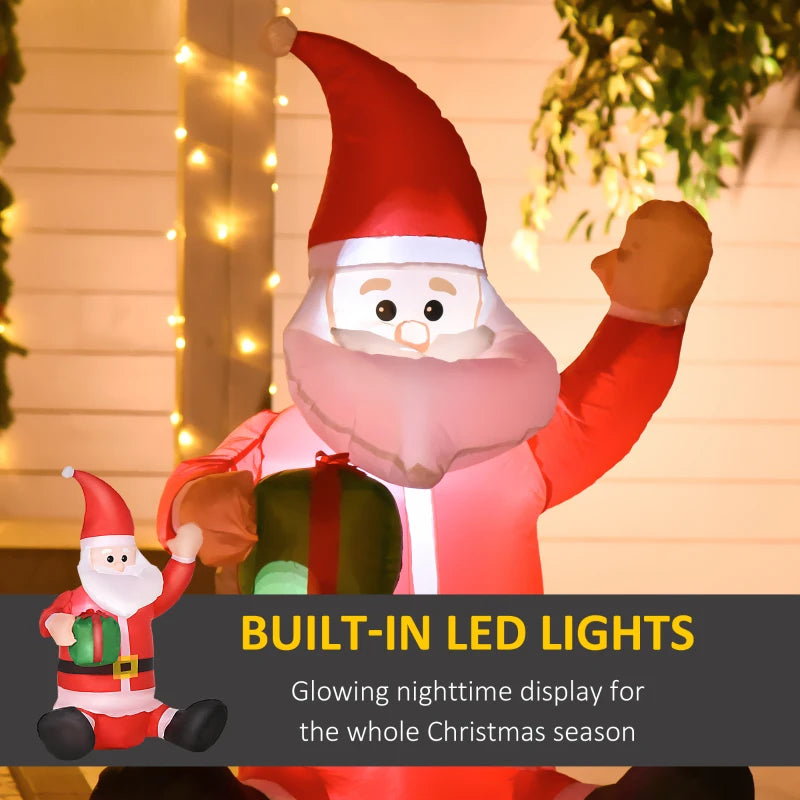 4ft Inflatable Christmas Santa Claus with LED Lights - Holiday Outdoor Yard Decoration & Gift for Festive Cheer