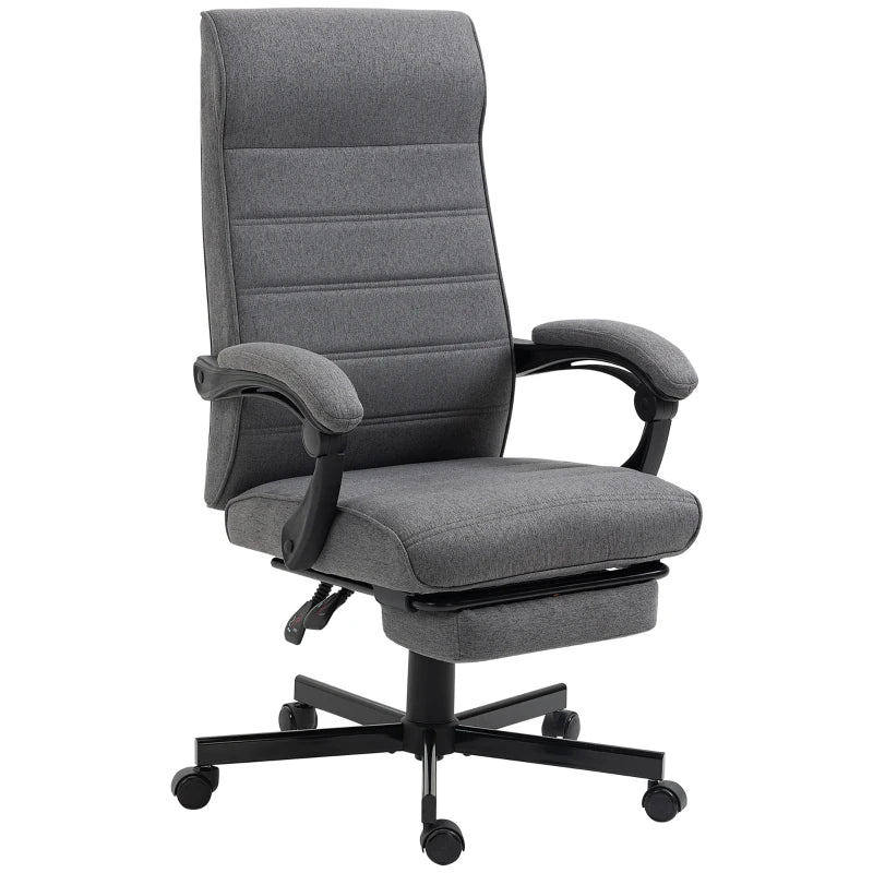 Vinsetto Grey Fabric Office Chair - Adjustable Height Swivel Desk Chair with Rolling Wheels for Home Office & Study