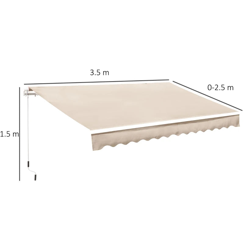 Beige 3.5m x 2.5m Manual Awning Canopy