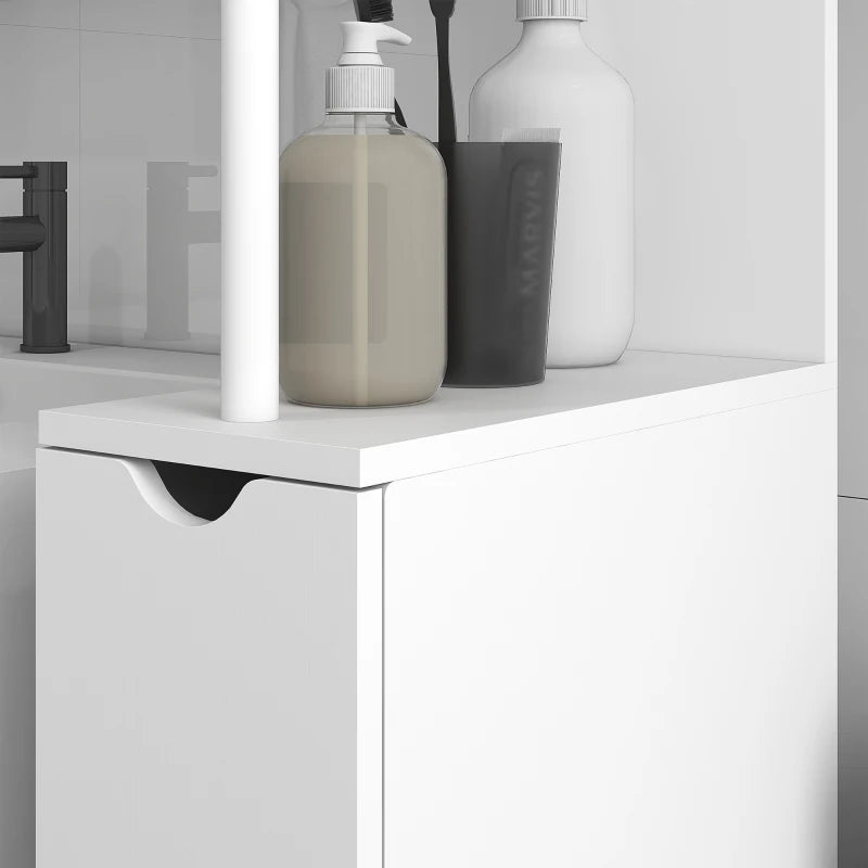 Slim Bathroom Storage Cabinet with Drawers Tall White Bathroom Cupboard with 2-Tier Shelf