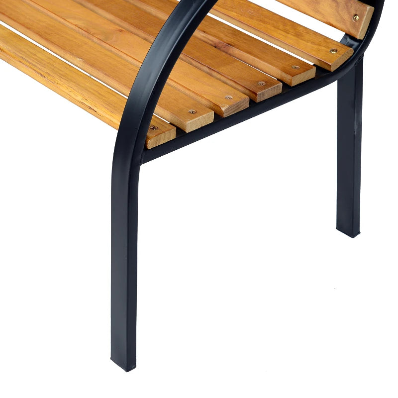 Steel and Wood Garden Bench - 122x60x80 cm, Outdoor Seating