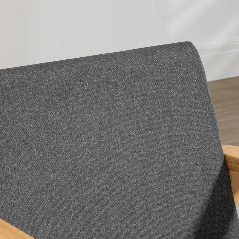 Stylish Dark Grey Fabric Accent Chair with Rubber Wood Frame and Comfortable Padded Cushion for Living Room