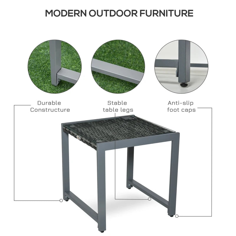 Grey Rattan Outdoor Patio Side Table