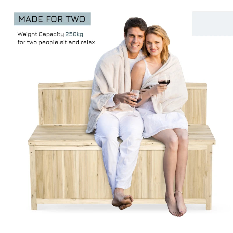 Outdoor Wood Storage Bench - Natural Finish