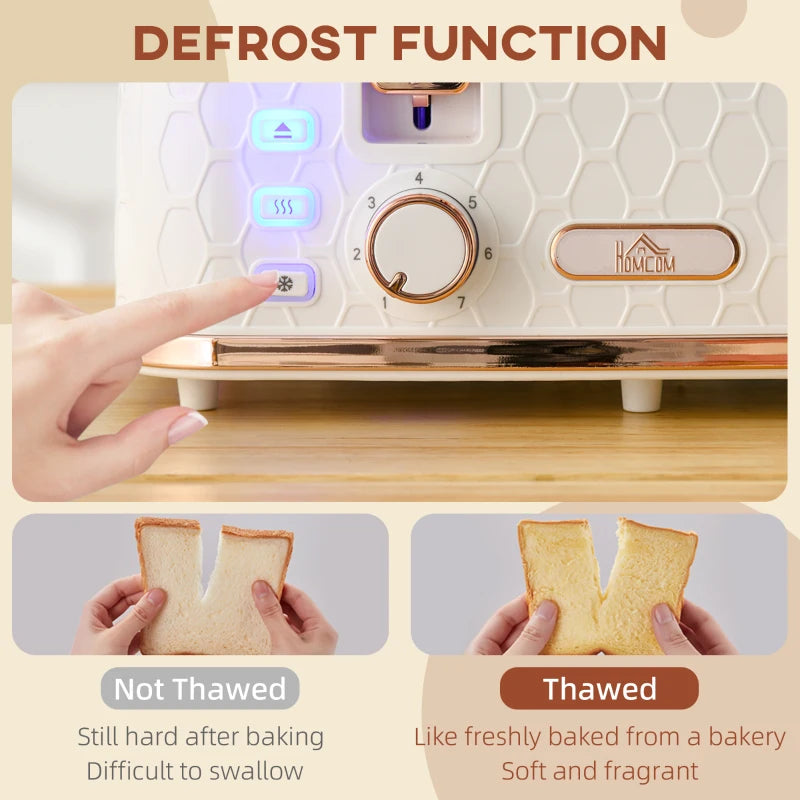 Premium Four-Slice Honeycomb Toaster in White - Fast Toasting, Stylish Design, Perfect for Family Breakfasts