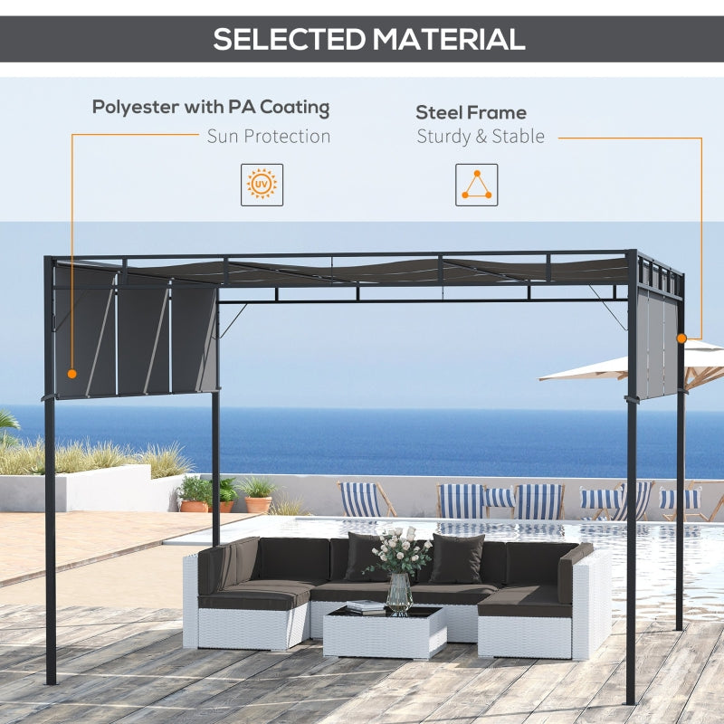 3m x 3m Steel Pergola With Retractable Roof