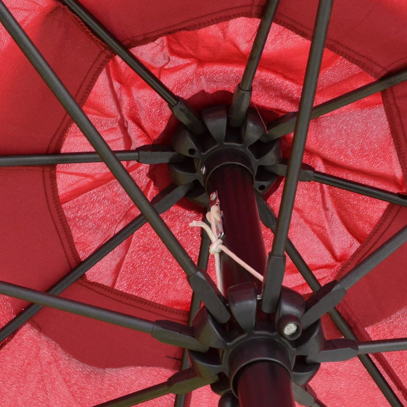 Red 2.7M Tilting Garden Parasol Umbrella with Fibreglass Ribs