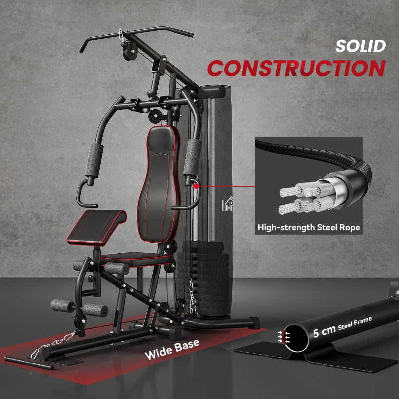 Multifunctional Home Gym Equipment Workout Station with Chest Press Butterfly Press and Leg Developer 45kg Weight Stack Full Body Fitness Machine