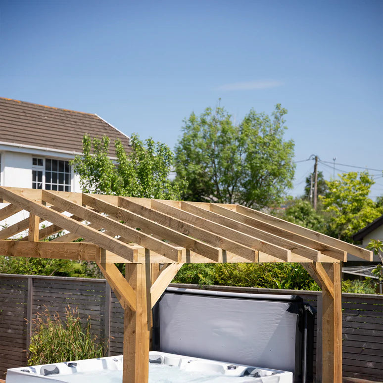 Ruby Wooden Apex Pergola with Open Roof & Overhang - Premium Outdoor Garden Structure