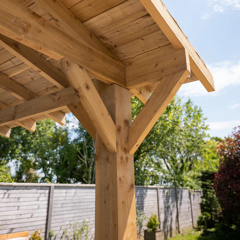 Ruby Wooden Apex Gazebo with Cedar Featheredge Roof – With Overhang Design