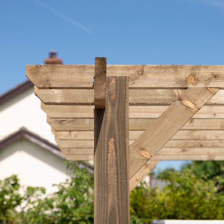 Ruby Flat Roof Wooden Pergola with Open Slatted Design - Modern Garden Pergola Structure