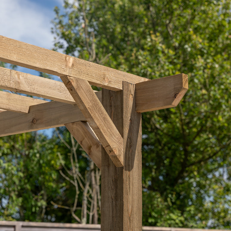 Ruby Flat Roof Wooden Pergola with Open Slatted Design - Modern Garden Pergola Structure