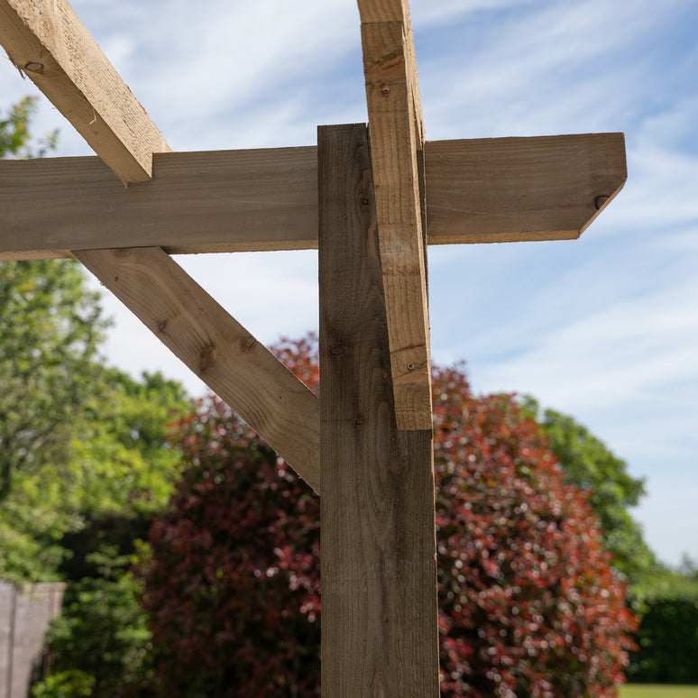 Ruby Flat Roof Wooden Pergola with Open Slatted Design - Modern Garden Pergola Structure