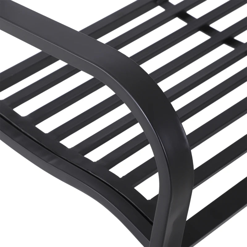 Black Metal Frame Garden Bench, 128x50x91 cm