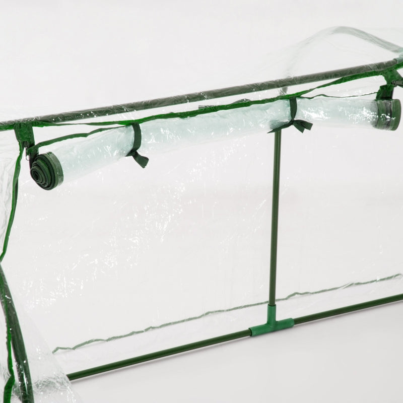 Green Steel Frame Garden Tunnel Greenhouse, Transparent Cover, 200x100x80cm