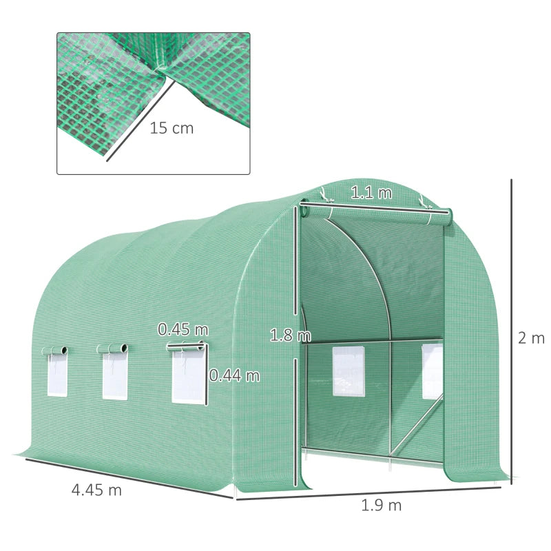 Green Walk-in Garden Plant Growing House with Door and Vent Window