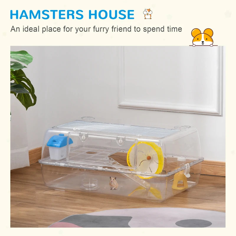 2-Tier Hamster Cage with Running Wheel, Water Bottle & Food Dish - Ideal Gerbil Habitat for Happy Pets
