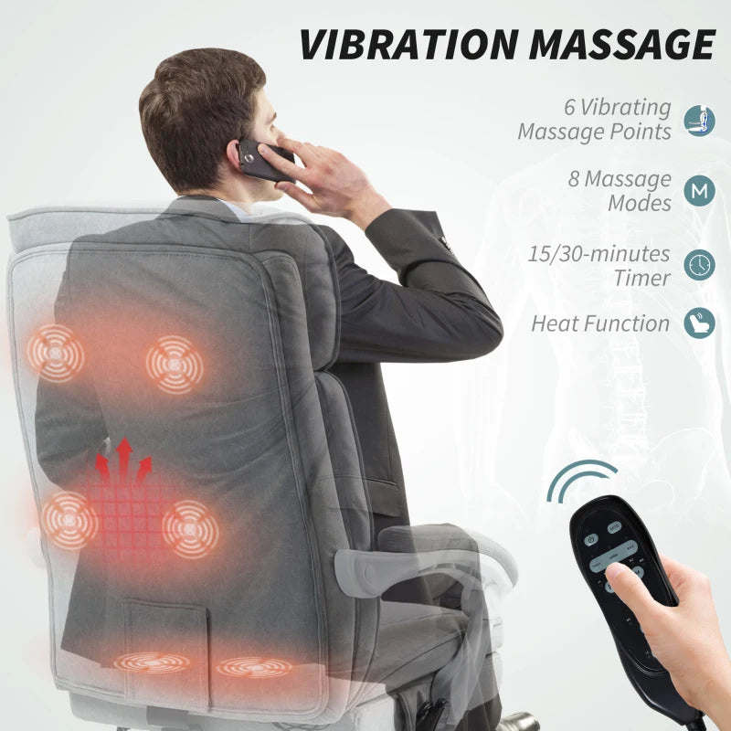 Ergonomic Six-Point Office Massage Chair with Heat - Stylish Grey Design for Ultimate Comfort and Relaxation