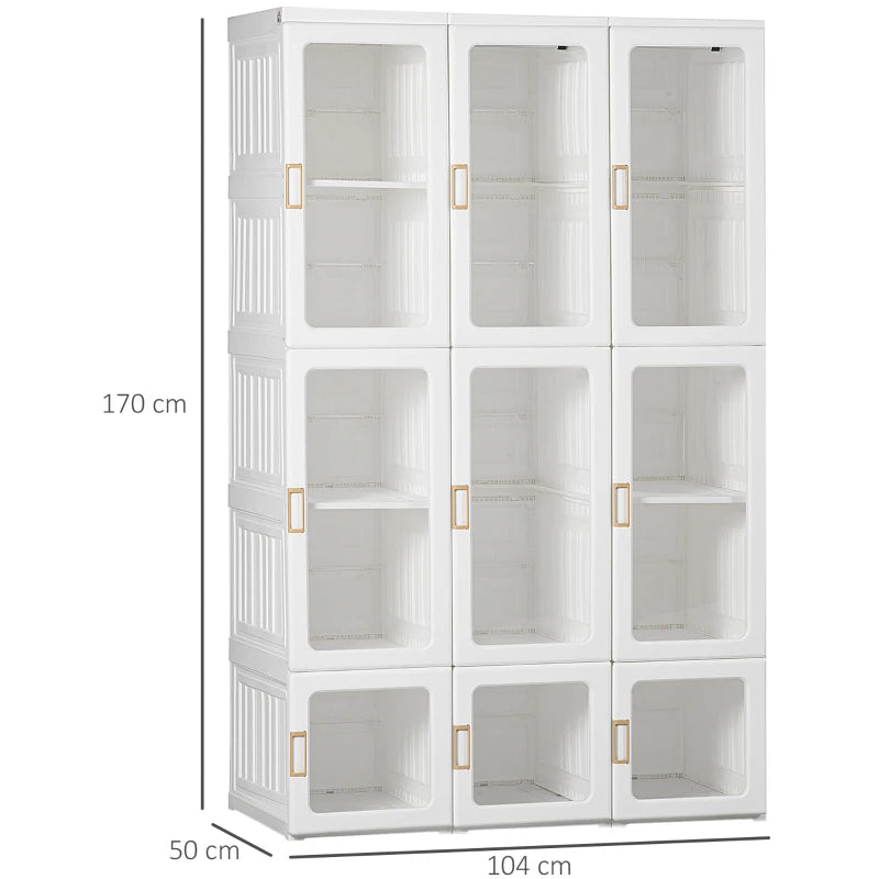 Portable Foldable Clothes Wardrobe for Bedroom with Cube Storage and Hanging Rods