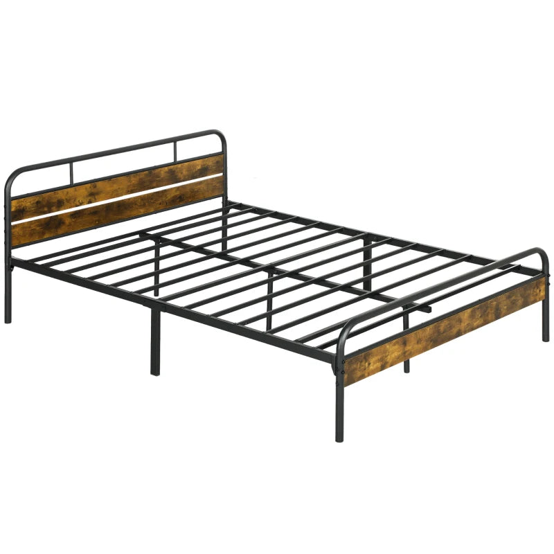 Industrial-Style King Bed Frame - Sturdy Black & Brown Metal Design for Modern Bedrooms - Stylish & Durable Sleep Solution