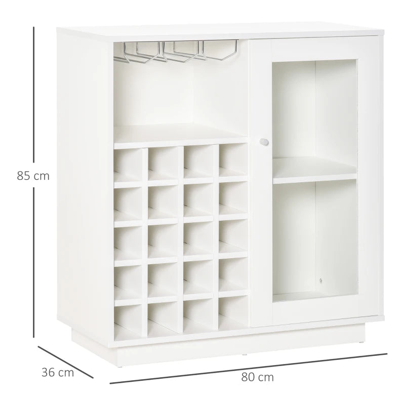 Modern Wine Cabinet with Glass Door & 20-Bottle Rack - Stylish Cupboard for Living Room, Home Bar, Dining Room Decor