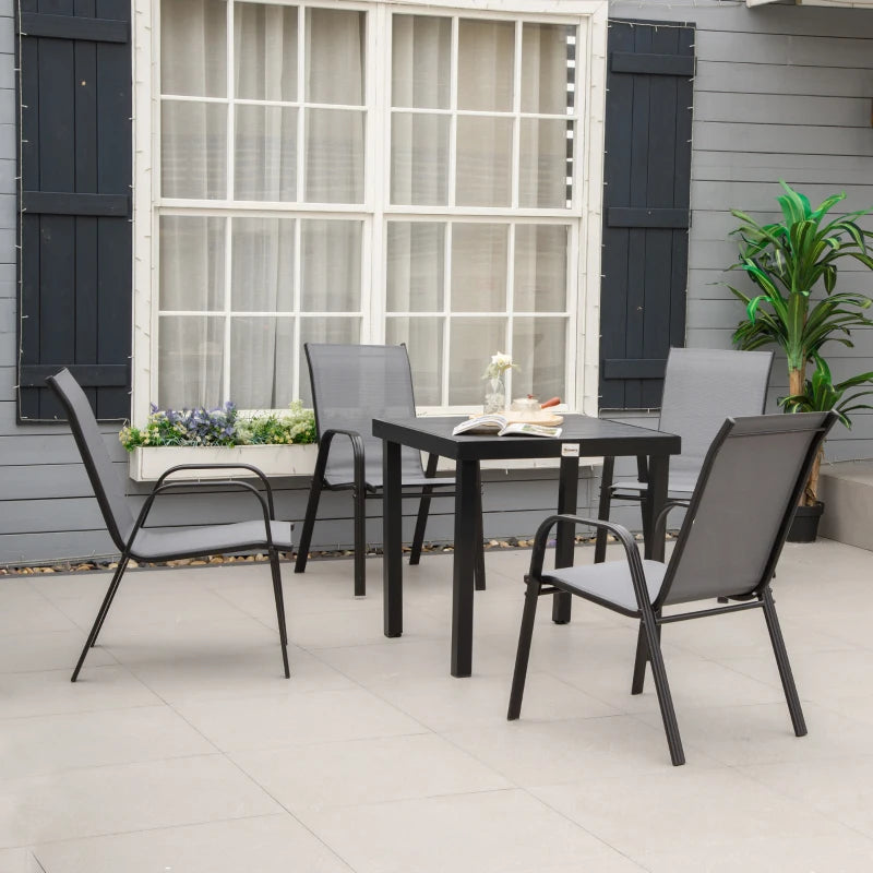 Dark Grey Stackable Outdoor Dining Chairs Set of 4