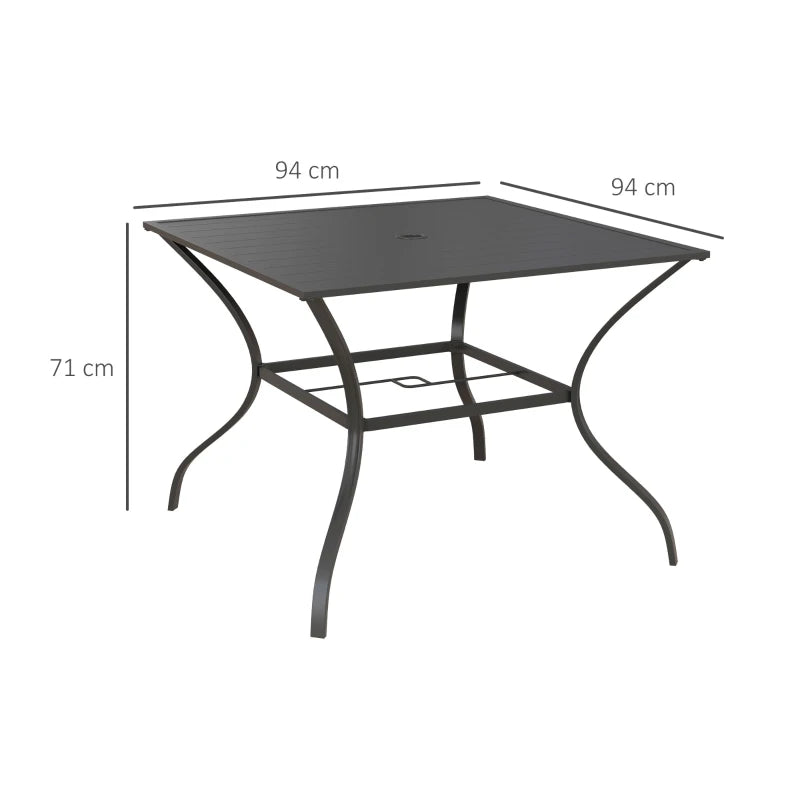Dark Grey Outdoor Dining Table for Four with Parasol Hole