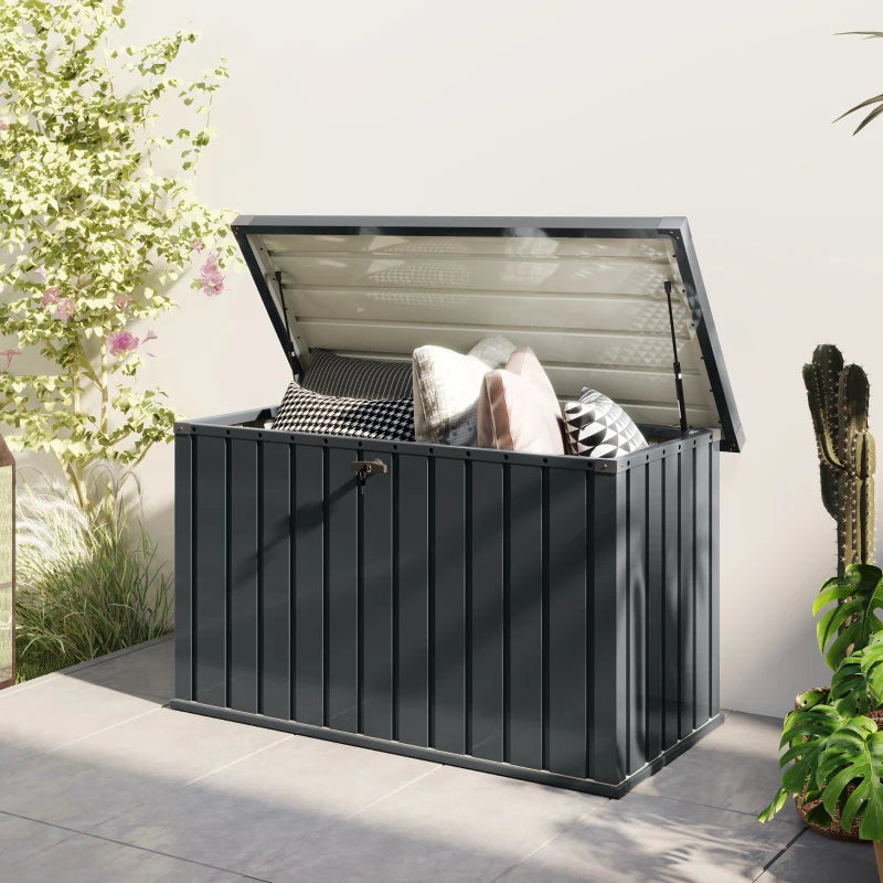 400L Galvanised Steel Outdoor Garden Storage Box for Tools and Equipment
