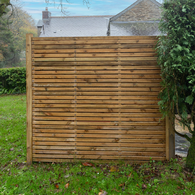 Double Sided Planed Cedar or Larch Slatted Fence Panel Horizontal Garden Privacy Screen