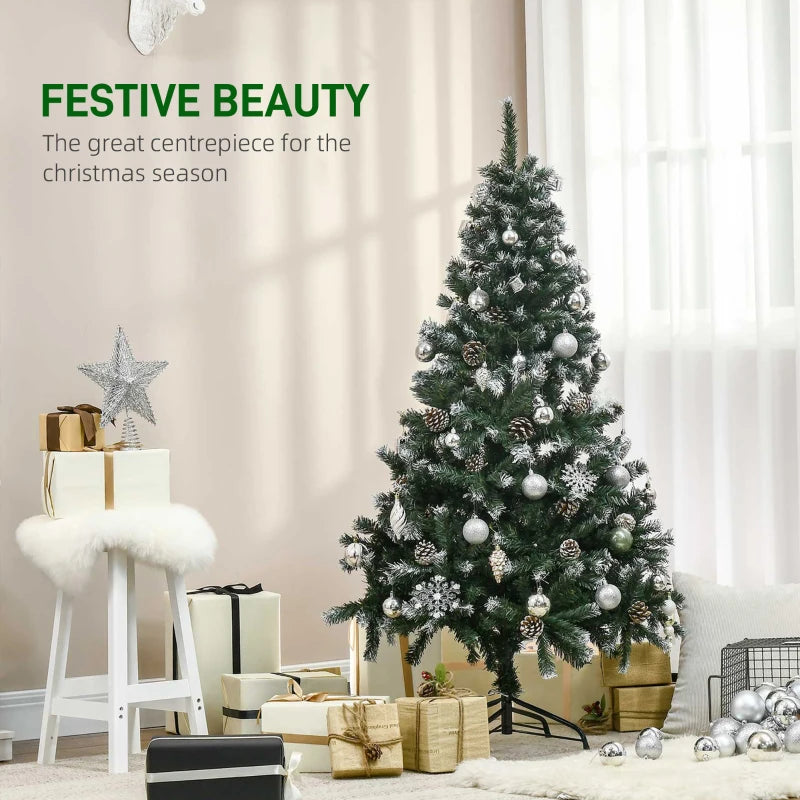 5FT Artificial Christmas Tree with Pine Cones - Automatic Open Holiday Decoration for Home - Lush Green Xmas Tree