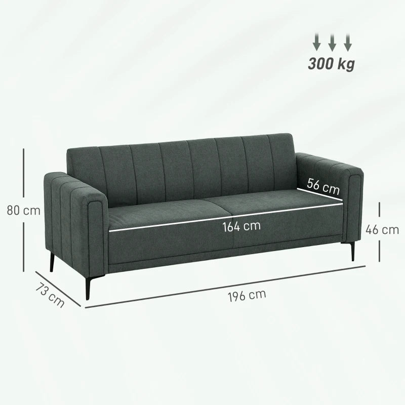 Modern Grey Three-Seater Sofa for Relaxed Living Room Comfort