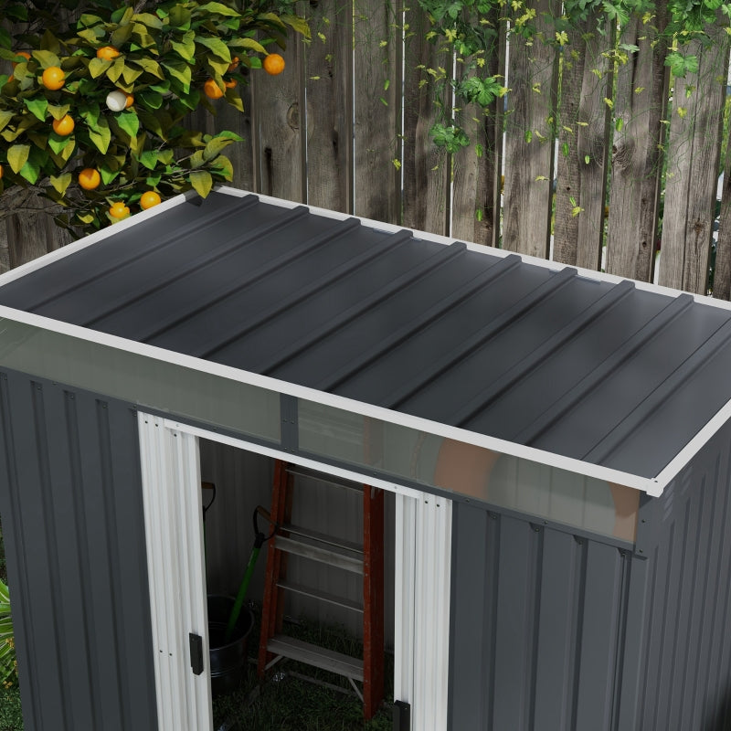 6.5ft x 4ft Dark Grey Shed With Sloping Roof