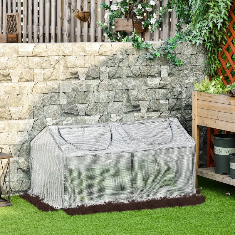 Portable White Mini Greenhouse for Garden with Zipper 120 x 60 x 60 cm