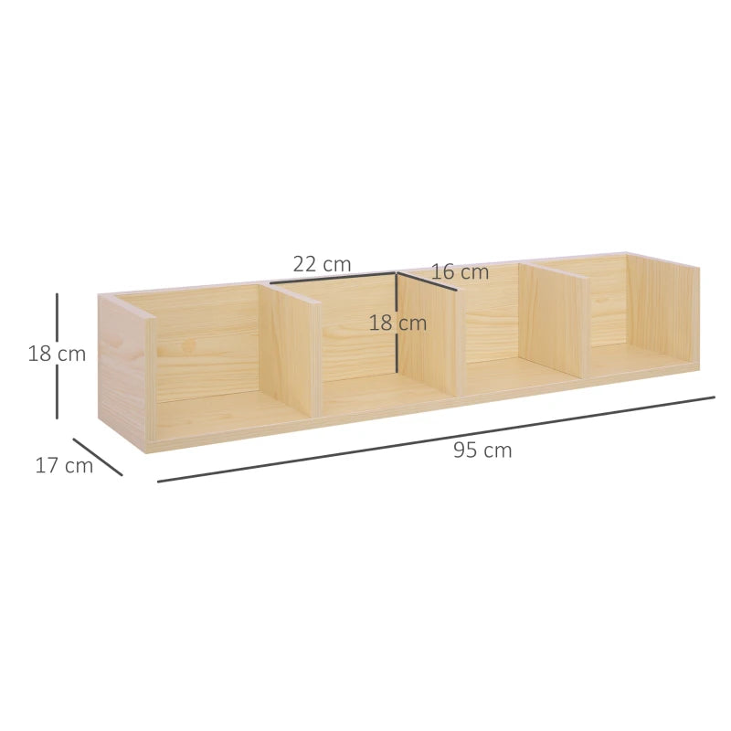 Wall Mount Media Storage Rack for 84 CDs or 56 DVDs/Blu-rays - Set of 2 Wooden Shelf Organisers in Natural Finish