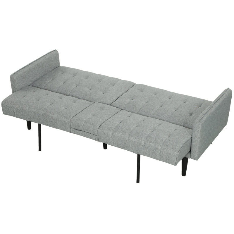 Light Grey Three-Seater Sofa Bed with Cupholders for Comfort and Style