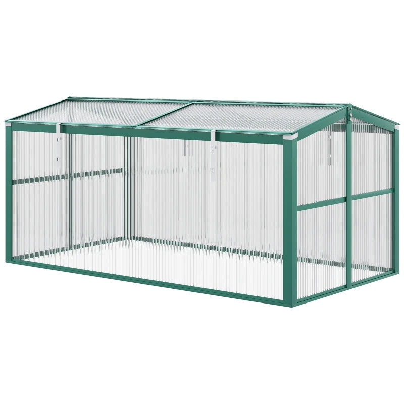 Green Aluminium Cold Frame Grow House for Flowers and Vegetables, 130x70x61cm