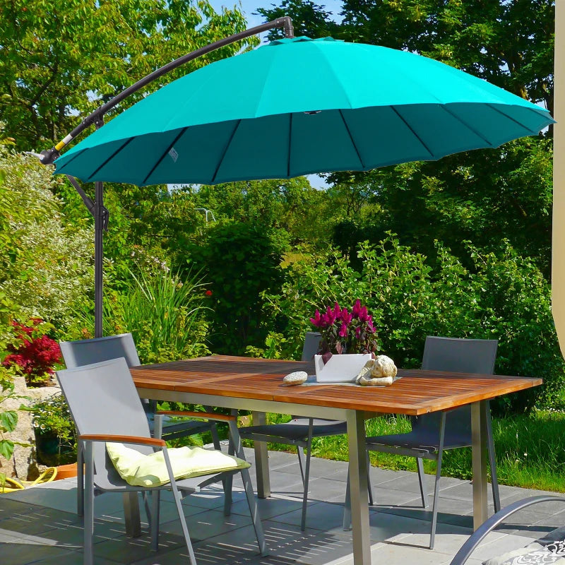 Green 3m Cantilever Patio Umbrella with 18 Ribs & Vents