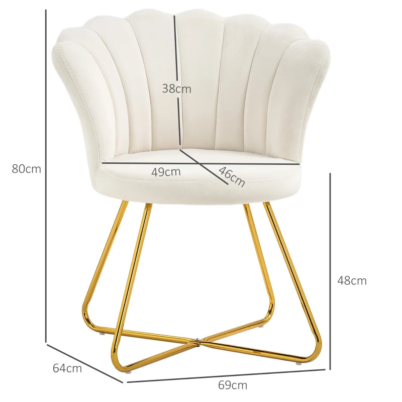 Velvet-Feel Cream Lotus Petal Accent Chair for Stylish Home Decor