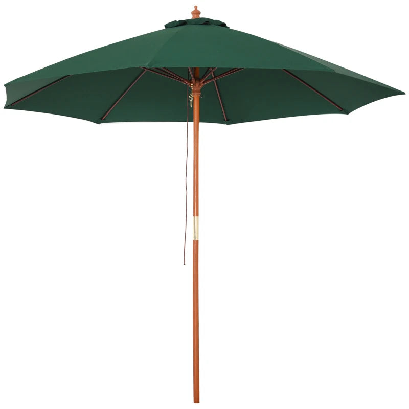 Green 2.5m Round Garden Parasol Umbrella with Wooden Pole