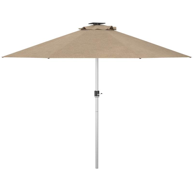 Khaki 3m Patio Umbrella with Solar-Powered LED Lights