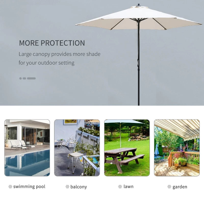 Round Outdoor Market Umbrella, 2.8m Sun Shade Canopy, Off-White