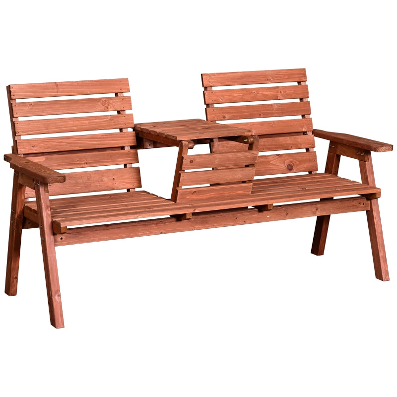 Convertible 2-3 Seater Fir Wood Outdoor Bench - Natural Wood Tone