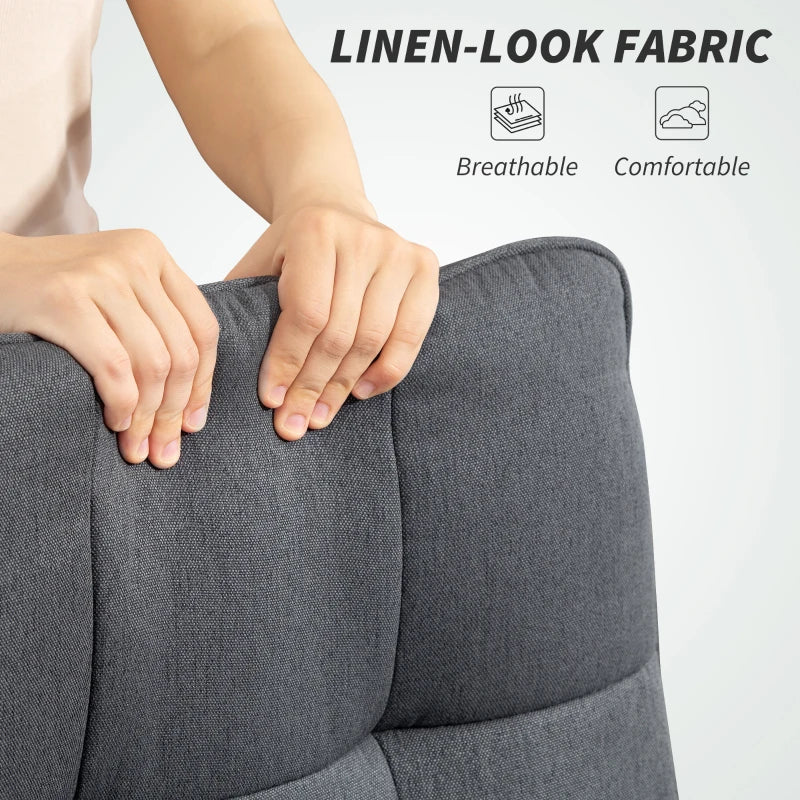 Double Padded Charcoal Grey Linen-Look Office Chair for Ultimate Comfort - Ergonomic Design for Home & Office Use