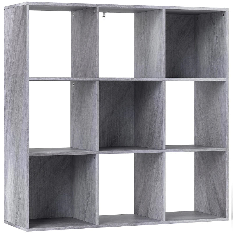 Stylish Nine-Cube Storage Shelf in Marble Grey - Versatile Organizer for Home, Office, and Kids' Rooms