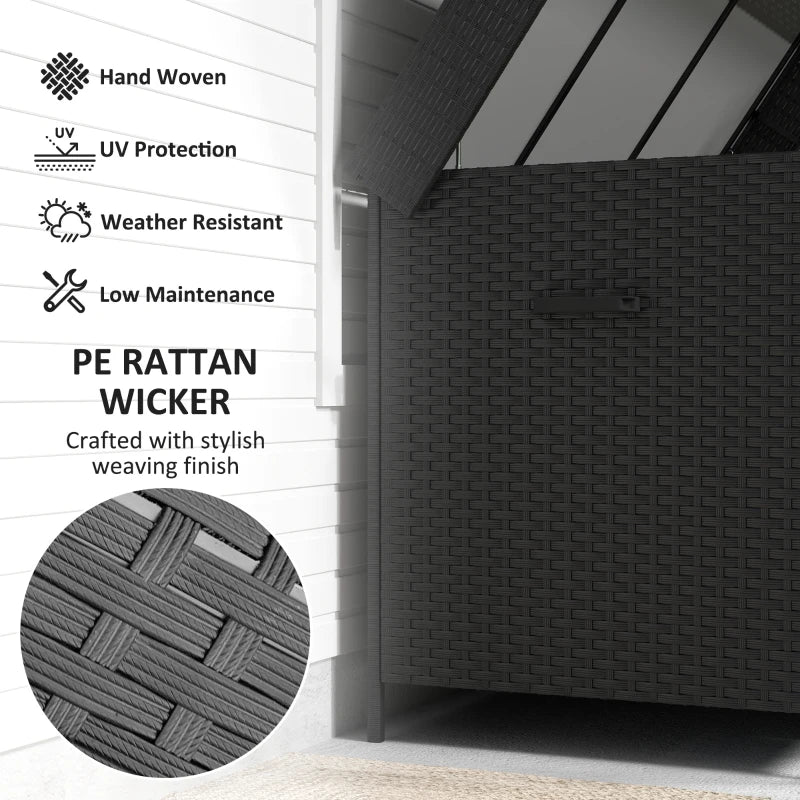 Black 627L Rattan Storage Box - Stylish Outdoor & Indoor Organizer for Home