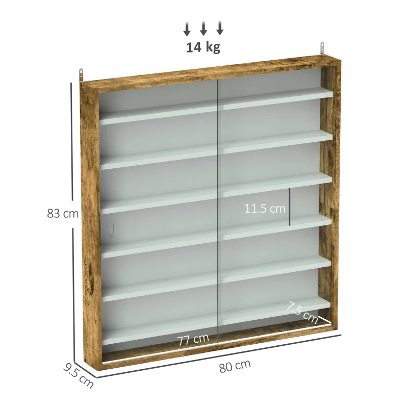 Elegant Brown Six Shelf Display Cabinet with Glass Doors - Perfect for Home Decor and Storage Solutions