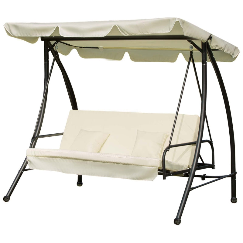 Cream 3 Seater Swing Hammock with Canopy and Cushions