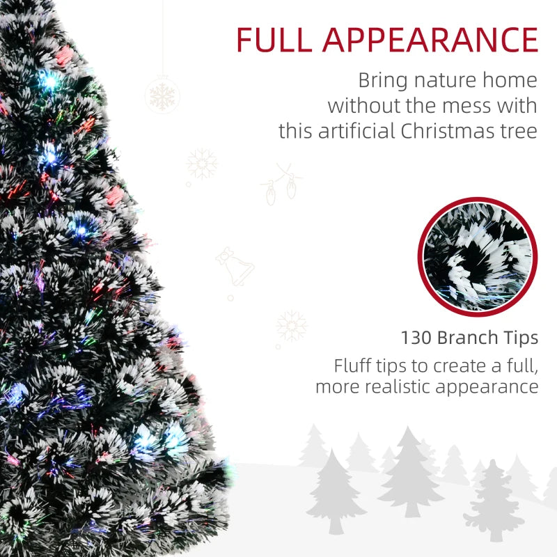 4ft Prelit Artificial Christmas Tree - Snowy Green & White Xmas Tree with Colorful LED Fiber Optic Lights