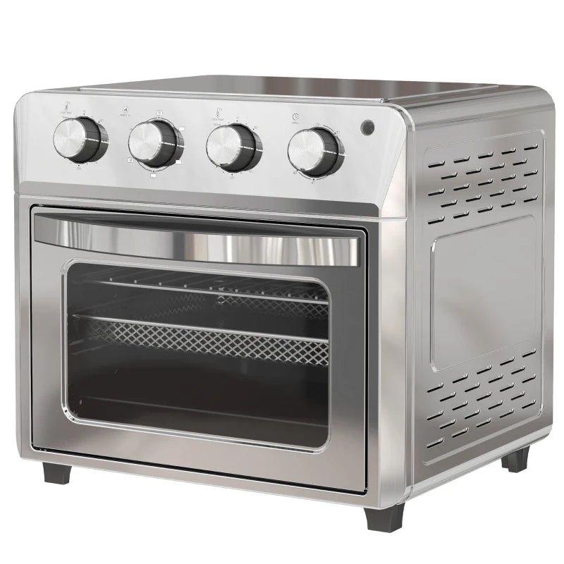 24L Air Fryer Oven - Oil-Free Cooking, Grill & Bake, Touch Screen, Adjustable Temp, Timer, 1600W, Dishwasher Safe, Silver